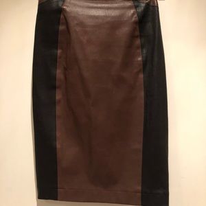 Leather Veronica Beard 2 tone pencil skirt.